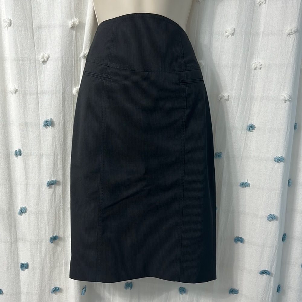 Classic pinstripe high-waisted pencil skirt